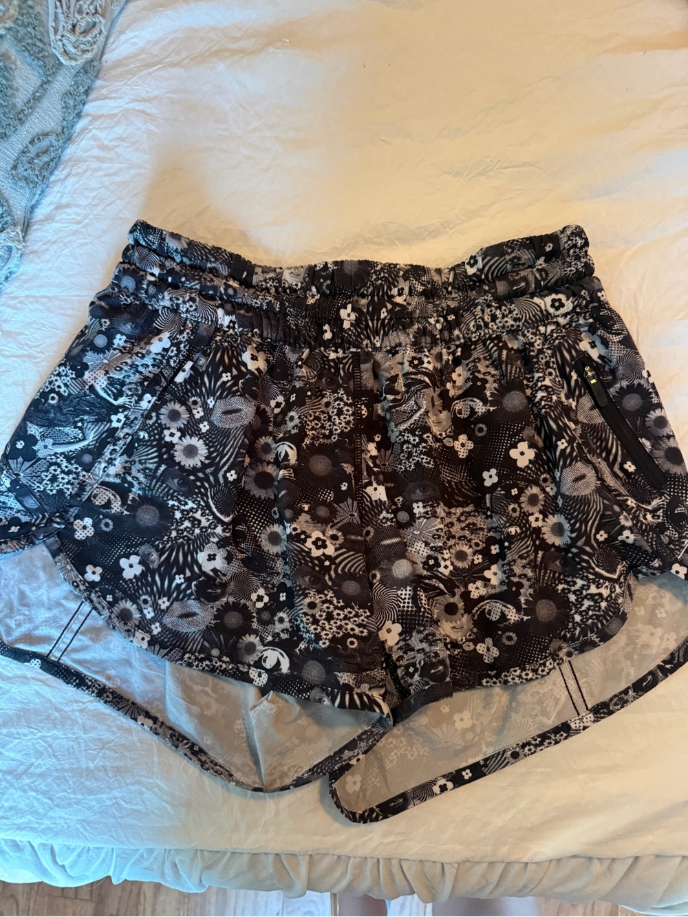 lululemon athletica Black & White Floral Athletic Shorts